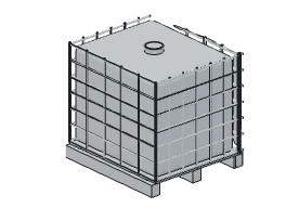 Drawing of the caged IBC tote on its pallet